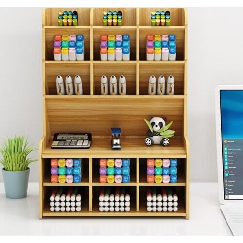 New Creative Multi-function Wooden Pencil Organizer Desktop Pen Holder Office School Stationery Storage Stand Case Wood Desk