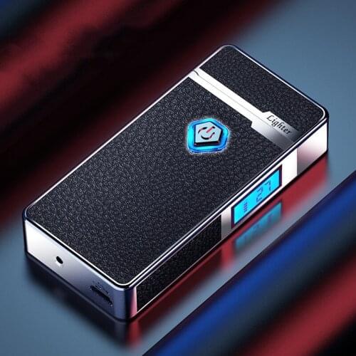 New Style- Dual Arc Electric Lighter Digital Display High-End Business USB Rechargeable For Smoking Windproof Flameless Lighter