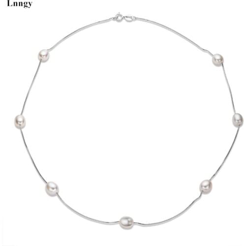 Lnngy 14K Gold Filled Jewelry Link Chain Necklace Natural Freshwater Pearl Necklaces Bijoux Femme Gifts for Women Party Choker
