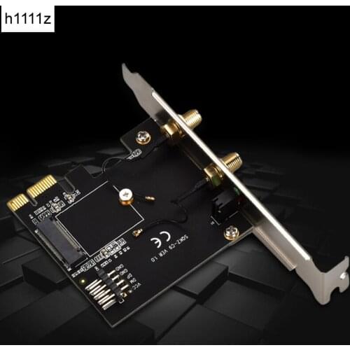 PCI-E to NGFF M.2 WiFi Bluetooth Adapter Wireless Module Converter Card Two WiFi Antenna USB 9Pin Cable with Low Profile Bracket