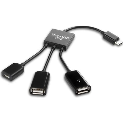 3in1 Micro USB OTG Hub Adapter For Smartphone / Tablet Micro USB Splitter Compatible With Apple, Samsung, Lenovo, Asus