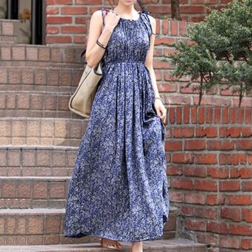 Dress Durable Sleeveless Cotton Blend Summer Floral Sleeveless Dresses for Evening Party Hot Sales new pius size traf vestido