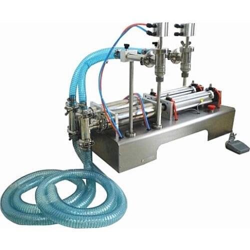 Two nozzle pneumatic liquid filling machine for shampoo,oil,water,perfume