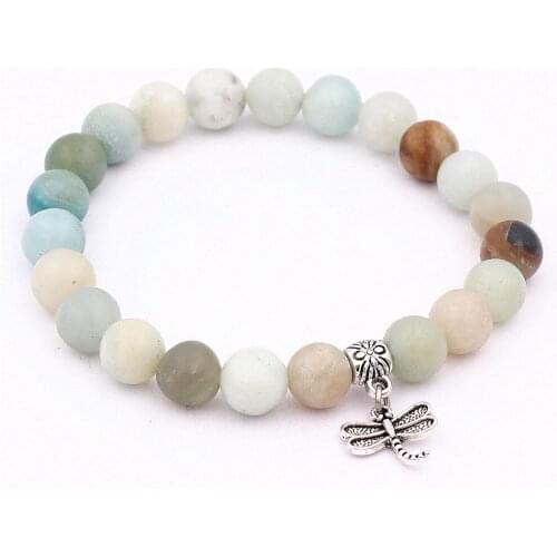 Natural Stone Strand dragonfly charm Bracelet Women Men Beaded Charm yoga Bracelets Jewelry Pulseras dropshipping Best Friend