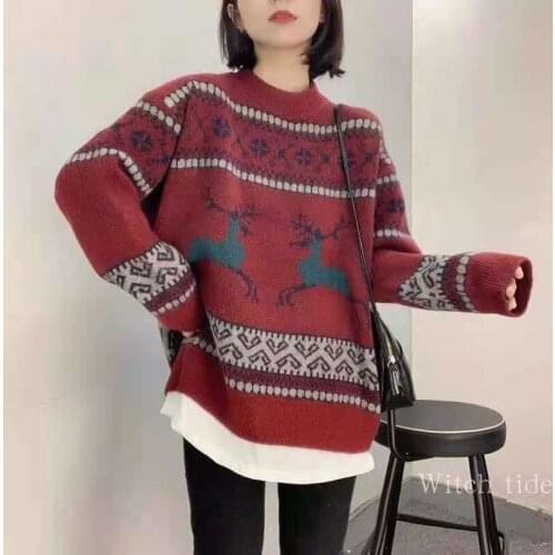 Women Pullover Sweater Knitted Cardigans Sweater Fashion Autumn Long Sleeve Loose Coat Casual Thick o Neck Solid Female Tops