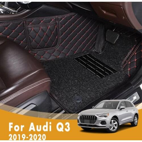 RHD Luxury Double Layer Wire Loop Carpets Car Floor Mats For Audi Q3 2020 2019 Styling Custom Accessories Protect Rugs Cover