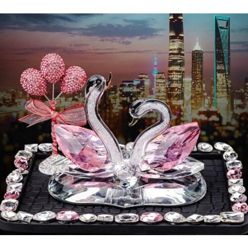 Pink series 2020 Best gift colorful crystal rhinestones sparkling couple swan car interior perfume seat holder