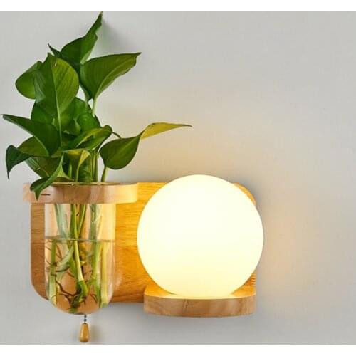 Nordic Glass Wood Wall Lamp Art Bedside Stairs Creative Applique Murale Design Decorative Led Wall Lights lampada da parete