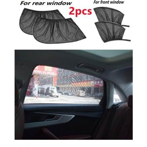 2pcs Car Front & Rear Side Window Sun Visor Shade Mesh Cover Sunshade insulation anti-mosquito Fabric Shield UV Protector