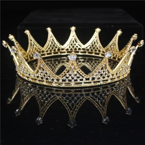 Rhinestone Queen King Tiara Crown Bridal Crystal Crown Wedding Bride Hair Jewelry Accessories Women/men Pageant Hair Ornaments