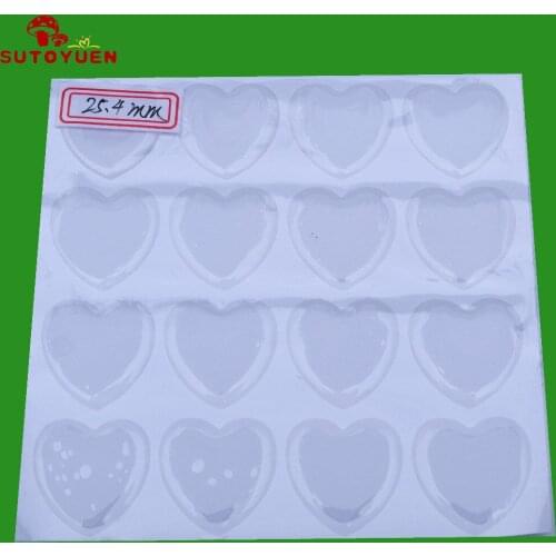 SUTOYUEN 2000 pcs/lot 1'' 25mm Heart Shape Clear Epoxy Sticker Resin Dome Crystal Epoxy Adhesive For diy Jewelry Carft