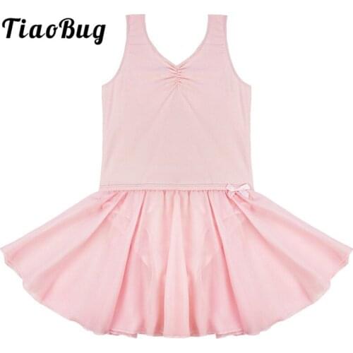 TiaoBug Kids Teens Sleeveless Professional Ballet Tutu Leotard Dress Dance Costume Child Gymnastics Leotard for Girl Dance Class