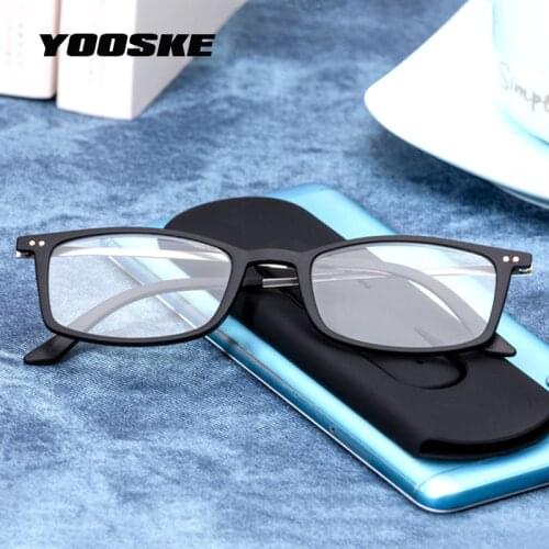 YOOSKE Ultra-thin Reading Glasses Men HD Anti-blue Light Eyeglasses Women Mobile Phone Holder Ultralight High-end Glasses Square