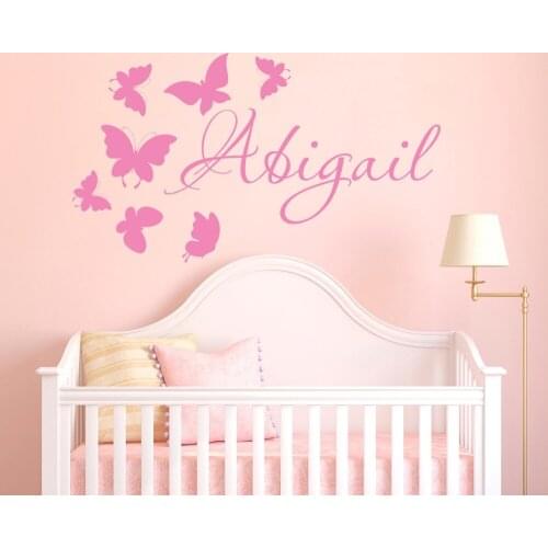 Butterfly Vinyl Wall Decals Custom Name Wall Decor Girls Nursery Personalized Name Kids Bedroom Removable DIY Cute Muraux SYY313