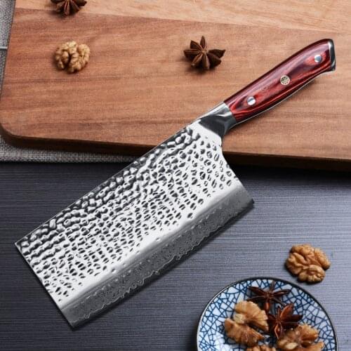 67 Layers Japanese VG10 Damascus Steel Handmade Kitchen Knives Anti-Stick Forged Veins 7" Ultra Sharp Slicing Knives Wood Handle