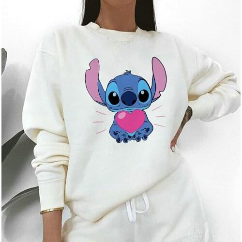 Kawaii Stitch Crewneck Sweatshirt Disney Teen Clothing Korean Woman Fashion Young Casual Pullover Long Sleeve 2021 Sweat Femme