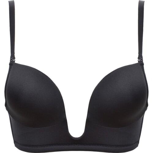 New Push Up Plunge Plus Size Big Deep V Cup Women Bra Everyday Sexy Lingerie Wire Bone Thin Padded 32 34 36 38 40 42 A B C D E