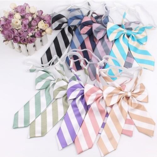Feminine Striped Bowtie Casual Bow tie For Women Uniform Collar Butterfly Bow knot Irregular Bow Ties Cravats Girls Bowties