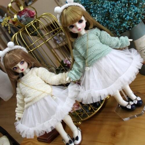 1 Set Cute Dolls Sweater + Headwear + Yarn Skirt for 1/6 BJD, 1/4 BJD, 1/3 BJD, Blyth Doll Clothes Accessories