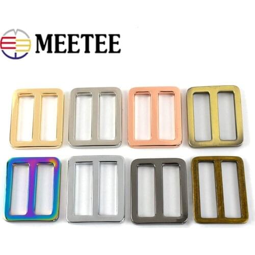 10/20/50pcs Meetee 25mm Bag Strap Metal Ring Buckles Loops Web Bing Belt Adjustment Tri-glide Buckle DIY Bags Accessories