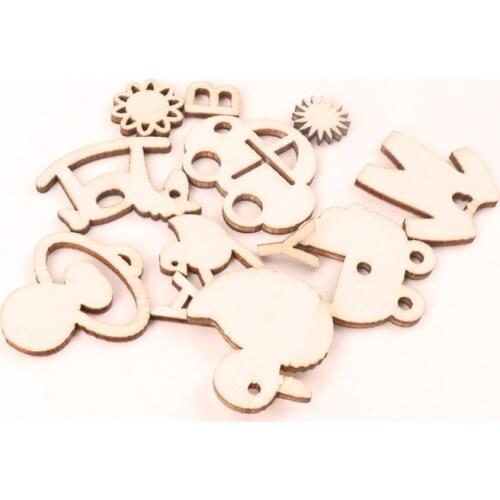 10-80mm 30pcs Natural Wooden Hollow Flower Square Handmade Scrapbookings Crafts Painting Accessory Home Decoration DIY