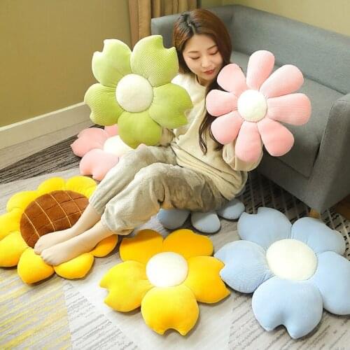 40/50/68cm Plush Sun Flower Cherry Mat Stuffed Lifelike Flower Shape Baby Kids Home Playmat Soft Pillow Cushion Home Decor Gift
