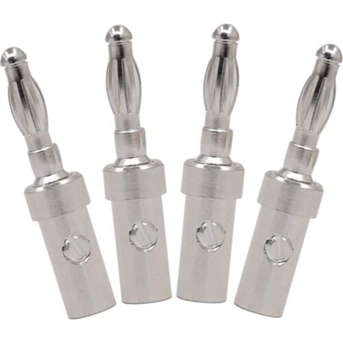 8Pcs Hifi Audio silver Plated Speaker Cable Connectors Banana plugs