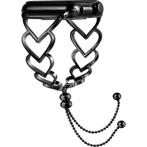 Heart stainless steel Strap For Apple Watch 6 Band 44mm 40mm iWatch Bands Series SE 5 4 3 38mm 42mm Womens Belt Jewelry Bracelet