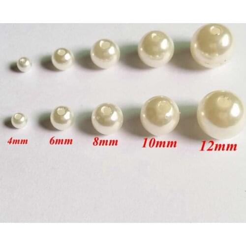 4-12mm Ivory Imitation Pearl Beads Acrylic Smooth Round Ball Spacer Beads For Jewelry Making Necklace & Bracelet