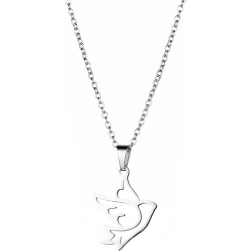 Stainless Steel Hollow Lucky Flying peace dove bird swallow Pendant Chain Necklace Love Woman Mother Girl Gift Wedding Jewelry