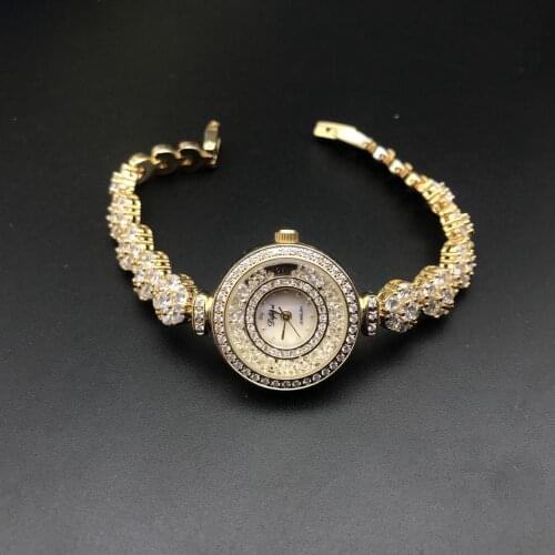 Elegant Fashion Women Full Crystals Jewelry Watches Luxury Rhinestone Bracelet Watch Waterproof Quartz Roman Wrist watch Lotus