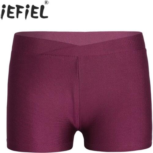 Childrens Girls V-front Waistband Shorts Bottoms for Sports Gymnastics Leotard Dance Shorts Costume Workout for Kids