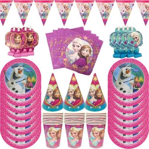 Disney Frozen Elsa and Anna Princess Birthday Party Decorations Kids Disposable Tableware Birthday Party Plate Supplies