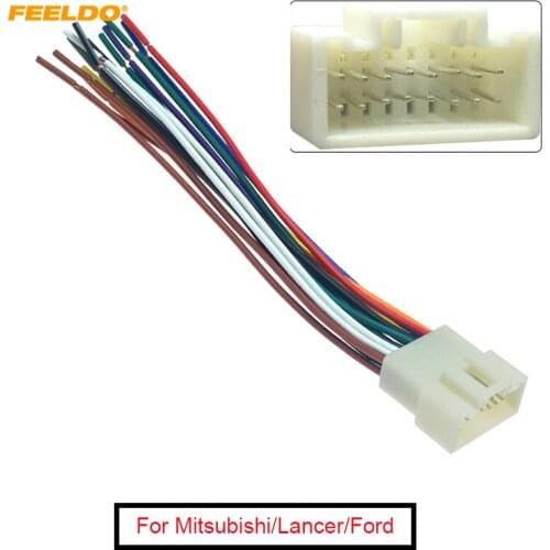 FEELDO 10Pcs Car Stereo Radio 16Pin Wire Harness For Mitsubishi/Lancer/Ford Relevant Installing Aftermarket Stereo Unit