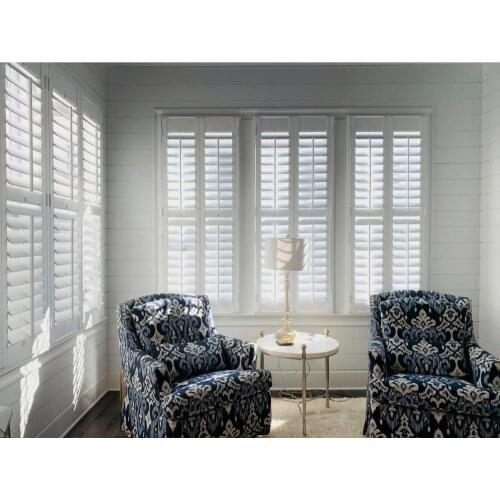 Custom Basswood Plantation Shutters Wooden Blinds Solid Wood Shutter Louver PS216