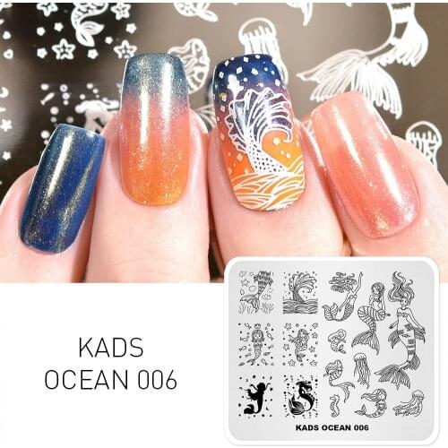 KADS Stamping Plate Ocean 006 Beauty Mermaid Design Image Template Manicure Nail Stencil Templates Stamps 3d Nail Mold