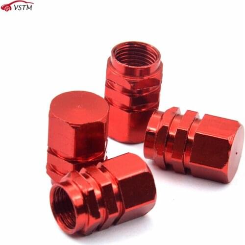 4pcs/set Aluminium alloy Car Tire Valve Caps Red Color Car-Styling Tyre Stems Air Caps Auto Wheel Cover Tire Accessories