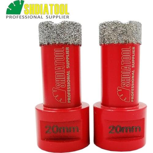 SHDIATOOL 2pcs M14 Dia 20mm Vacuum Brazed Diamond Drilling Core Bits porcelain tile hole saw dry drill bit