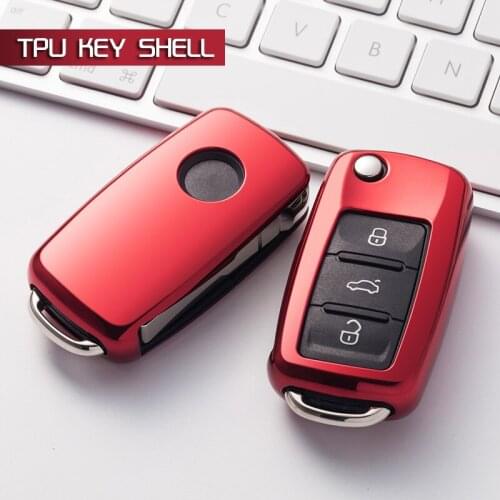 Red Soft Protective key Case Shell Cover for VW Golf GTi Polo Jetta Passat
