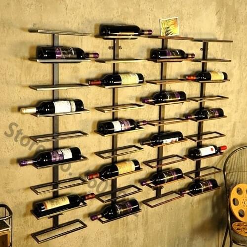 Creative American Style iron wine rack wall hanging wall wine cabinet bar Metal wine beer bottle holder Home Bar Decoration