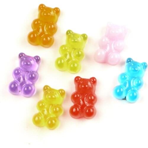 LF 50Pcs 17x11mm Mixed Resin Bear Decoration Crafts Flatback Cabochon Kawaii DIY Embellishments For Scrapbooking Accessories