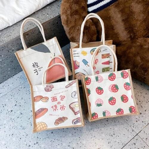 Fashion Personality Pattern Straw Bag Canvas Zipper Handbags for Women 2021 Luxury Design Cute and Convenient Tote Shopping Bag