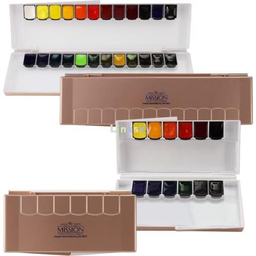 Mijello Mission Gold Watercolor with Palette Set,12/24 Colors,MPW2024,MPW2012,Disperses Quickly, Beautifully,and Evenly In Water