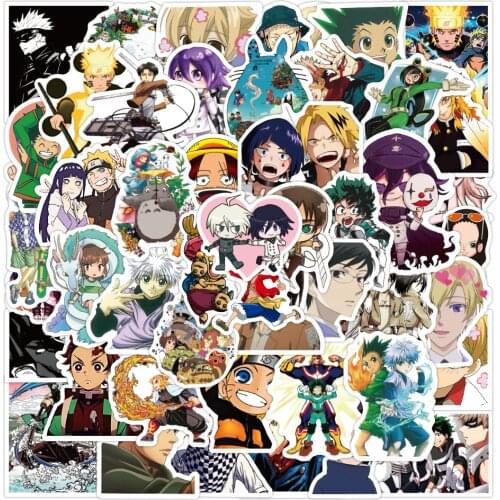 50/100 PCS Anime Naruto Attack on Titan Stickers Aesthetic Aesthetic For Skateboard Fridge Guitar Laptop Motorcycle Sticker