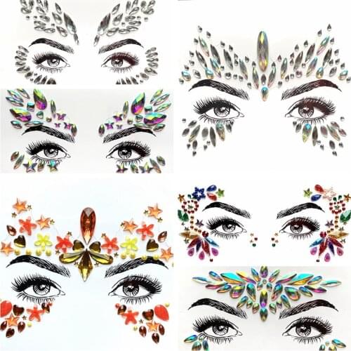 DIY Flash Eye Sticker Glitter Face Decoration Fashion Body Art Sticker For Women Girl Styling Tool Diamond Eye Jewelry For Party