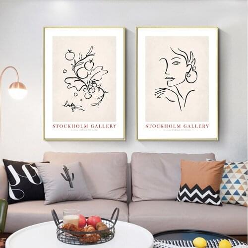 Abstract Line Poster Nordic Flower Canvas Painting Modern Wall Art Print Wall Picture For Living Room On The Wall Home Decor