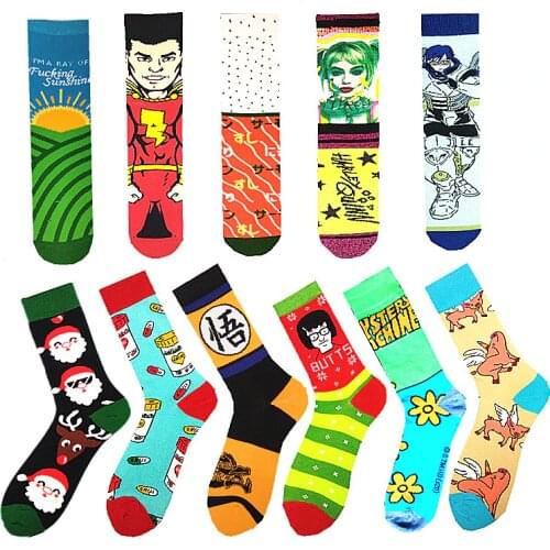 Anime Superhero Groot Tube Socks Men Joker Grinch Colorful Soft Comfortable Funny Fashion Skateboard Regalos Para Hombre