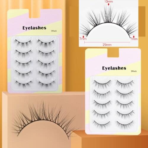 NEW 5 Pairs False Eyelashes Supernatural Fake Eyelashes Long Thick Soft Eye Tail Naked Makeup Daily Eyelashes Women