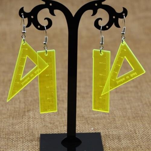 New Fashion and Popular Women Transparent Acrylic Earrings Geometry Mathematics Triangle Pendant Earrings Party Gift