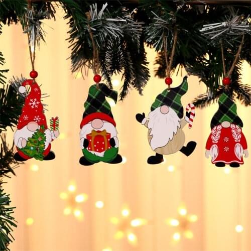 Christmas Tree Pendant Wooden Santa Claus Ornaments Christmas Decorations for Home Navidad Xmas Kids Gifts New Year Decor 2022